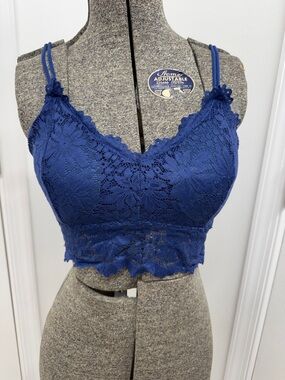 Women’s Lace Bralette Crop Top - Royal Blue